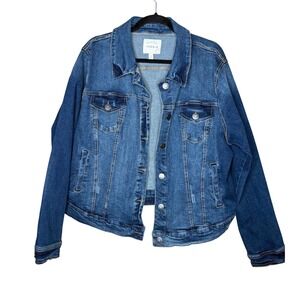 Torrid Womens Sz 2/2X Denim Trucker Jacket Medium Wash Stretch Classic